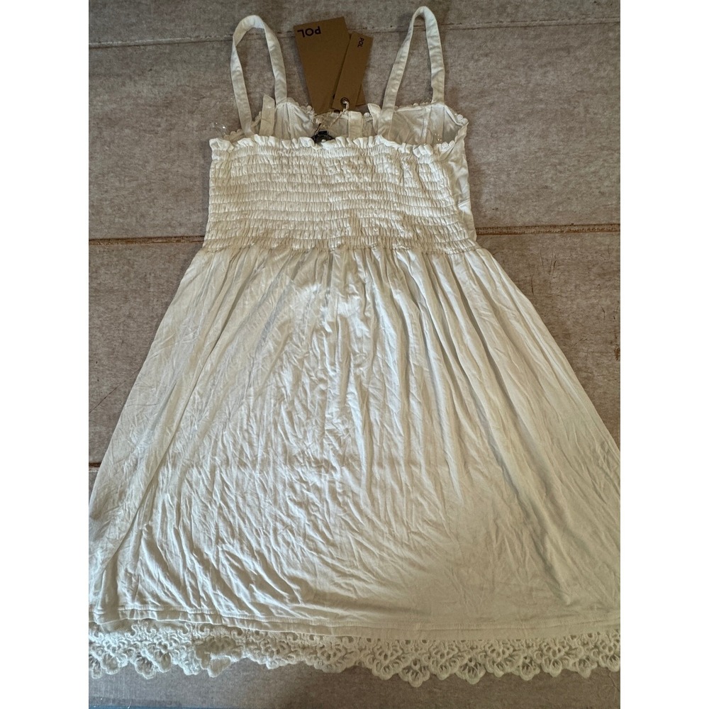 POL Ivory Sundress Women's S‎ Lace Trim Crochet Soft Adjustable Straps NWT - Picture 4 of 11
